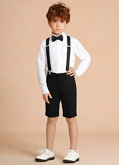 front Oliver Black Boy Shorts Suit 4-Piece Set