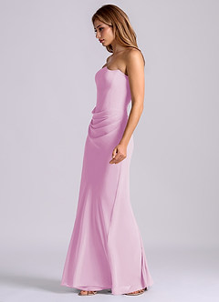 Azazie Debby Bridesmaid Dresses Candy Pink Mermaid Strapless Chiffon Dress image4