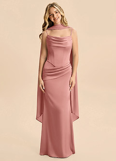 Azazie Sorrel Junior Robe Sirène en Satin extensible Drapé Rosette image3