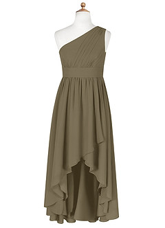Azazie Mathilda Junior Willow Green A-Line Pleated Chiffon Dress image6