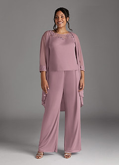 Azazie Frances Mother of the Bride Dresses Dusty Rose Jumpsuit/Pantsuit Scoop Mesh Dress image9