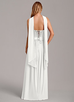 Azazie Cadence Bridesmaid Dresses White A-Line Corset Stretch Satin Convertible Dress image4