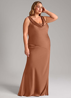 Azazie Rylina Bridesmaid Dresses Bronzer Mermaid Stretch Satin Dress image10