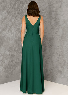 Azazie Kori Bridesmaid Dresses Emerald A-Line Pleated Chiffon Dress image2