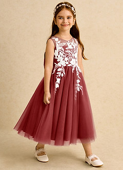 Azazie Sundae Flower Girl Dresses Rust Ball-Gown Lace Dress image4