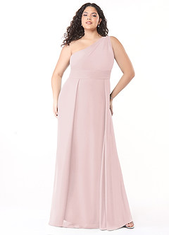 Azazie Dallas Bridesmaid Dresses Blushing Pink A-Line One Shoulder Chiffon Dress image6