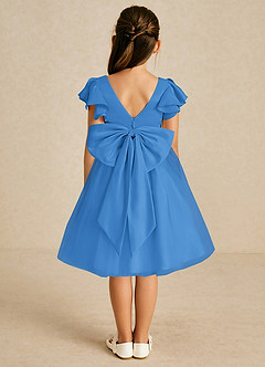 Azazie Kaeya Abiti da Ragazza di Fiori Abito A-Line in Tulle Fiocco Blue Jay image1