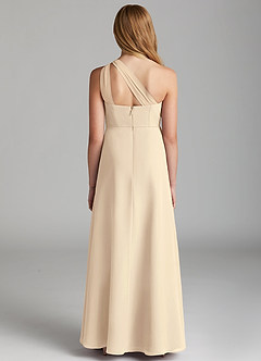 Azazie Maive Junior Champagne A-Line Pleated Chiffon Dress image3