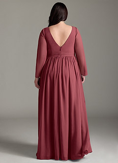 Azazie Teton Brautjungfernkleider für Schwangere A-Linie Langarm Chiffon Bodenlänge Kleid image8