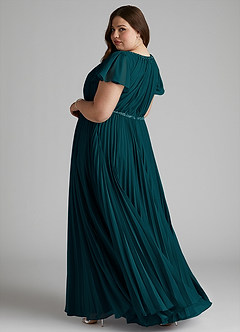 Azazie Kara Modest Bridesmaid Dresses A-Line Pleated Chiffon Floor-Length Dress image11