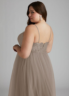Azazie Roni Bridesmaid Dresses Taupe A-Line Sweetheart Neckline Tulle Convertible Dress image8