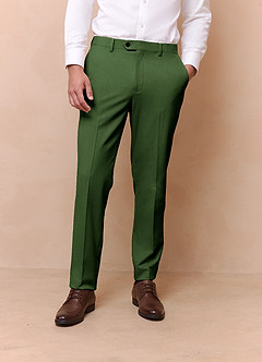front James Olive Structured Stretch Dress Pants
