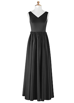 Azazie Hathaway Junior Black A-Line Bow Stretch Satin Dress image7