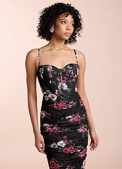 Alessandra Black Multi Midi Dress image2