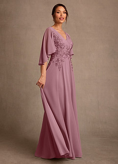 Azazie Tilda Mother of the Bride Dresses Vintage Mauve A-Line Lace Chiffon Dress image3