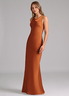 Azazie Allettie Bridesmaid Dresses Cinnamon Mermaid Stretch Satin Dress image4
