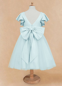 Azazie Kaeya Flower Girl Dresses Sea Glass A-Line Bow Tulle Dress image6