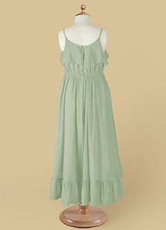 Azazie Karmen Flower Girl Dresses Dusty Sage A-Line Ruched Chiffon Dress image10