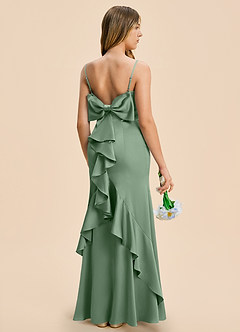 Azazie Lioren Junior Matcha Sheath Bow Stretch Satin Dress image1