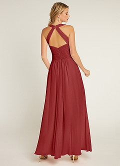 Azazie Claudia Bridesmaid Dresses Rust A-Line Sweetheart Neckline Chiffon Dress image3