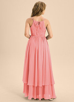 Azazie Elliora Junior Coral A-Line Pleated Chiffon Dress image2
