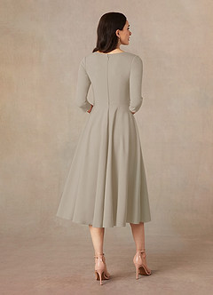Azazie Nassif Mother of the Bride Dresses Taupe A-Line Stretch Crepe Dress image4