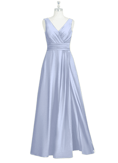 Azazie Karina Bridesmaid Dresses Ice A-Line Pleated Chiffon Dress image6