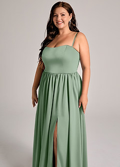 Azazie Calianna Bridesmaid Dresses Matcha A-Line Off the Shoulder Stretch Satin Convertible Dress image11