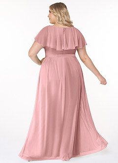 Azazie Jael Bridesmaid Dresses Dusty Rose A-Line V-Neck Mesh Dress image8