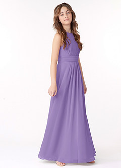 Azazie Bonnie Junior Tahiti A-Line Pleated Chiffon Dress image2
