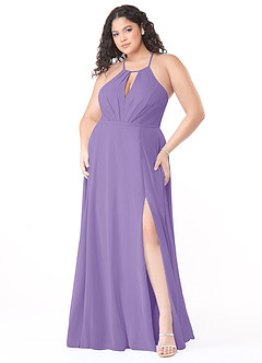 Azazie Evalleen Robes de demoiselle d'honneur Robe Trapèze en Mousseline de soie Plissée Tahiti image9