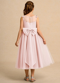 Azazie Snowball Girl Jurken voor bloemenmeisjes Baljurk Jurk van Tule Geplooid Blozend Roze image2