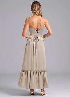 Azazie Leilana Bridesmaid Dresses Frost A-Line Corset Stretch Satin Dress image2