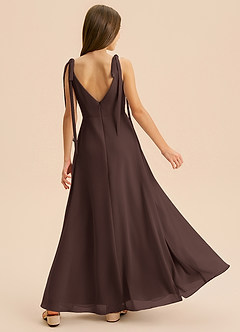 Azazie Izzy Junior Vestido de Ganache de Gasa de Corte en A con Plisado image2