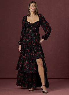 Lora Black Red Maxi Dress image3