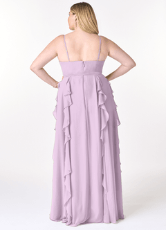 Azazie Peyton Bridesmaid Dresses Frosted Lilac A-Line Ruched Chiffon Dress image8