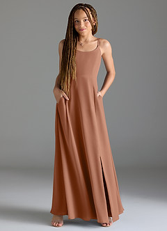 Azazie Moira Junior Bronzer A-Line with Pockets Chiffon Dress image4