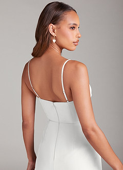 Azazie Maci Vestidos de damas de honor Vestido de Blanco de Gasa de Corte Recto con Plisado image11