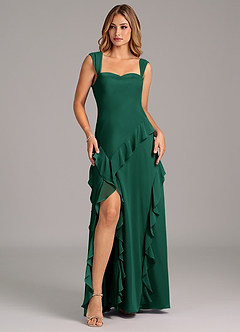 Azazie Sloane Bridesmaid Dresses Emerald A-Line Sweetheart Neckline Chiffon Dress image1