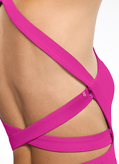 Azazie Clarice Jurken voor bruidsmeisjes Jurk van Chiffon met A-Lijn Houder Fuchsia image7