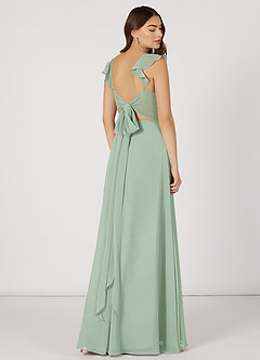 Azazie Everett Bridesmaid Dresses Agave A-Line V-neck Ruched Chiffon Dress image8