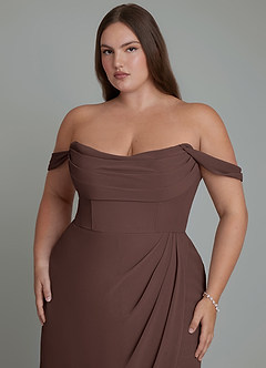 Azazie Johana Bridesmaid Dresses Ganache Mermaid Off the Shoulder Chiffon Convertible Dress image11