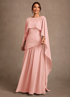 Azazie Flossie Mère de la mariée Robes Robe Trapèze en Mousseline de soie Plissée Rosette image3