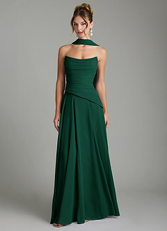 Azazie Gabriela Bridesmaid Dresses Emerald A-Line Corset Chiffon Dress image1