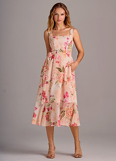 Azazie Deb Bridesmaid Dresses Abstract Bouquet Floral A-Line with Pockets Chiffon Convertible Dress image6