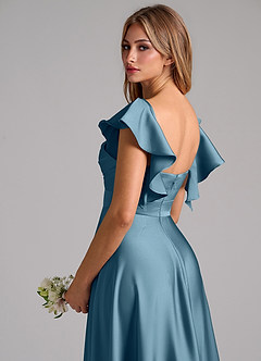 Azazie Leilani Bridesmaid Dresses Bermuda A-Line Ruched Stretch Satin Dress image9