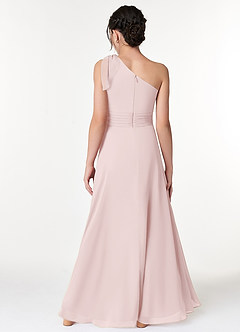 Azazie Cleo Junior Blushing Pink A-Line Pleated Chiffon Dress image2