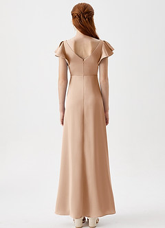 Azazie Omari Junior English Rose A-Line Pleated Stretch Satin Dress image7