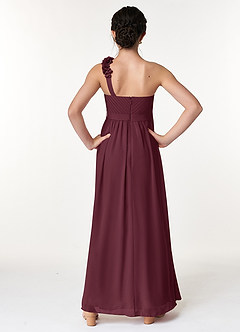 Azazie Flower Junior Cabernet A-Line Pleated Chiffon Dress image2
