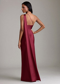 Azazie Juniper Brudtärnklänningar Klänning av Sjöjungfru i Stretch Satin One-shoulder Bourgogne image6